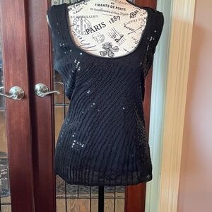 White House Black Market Black Sequin Tank - Medium